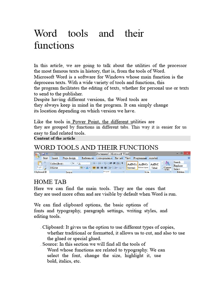 Microsoft Word Tools Overview | PDF | Microsoft Word | Text
