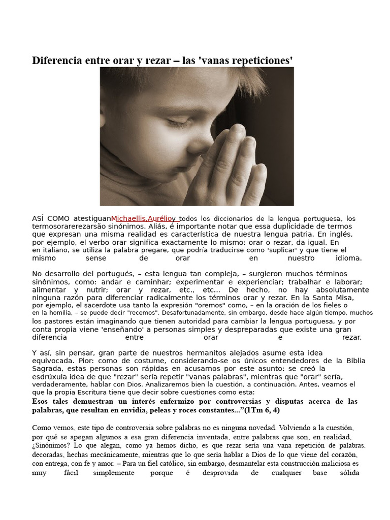 Orar vs. Rezar: Mitos y Realidades | PDF | Oración | orador del Señor