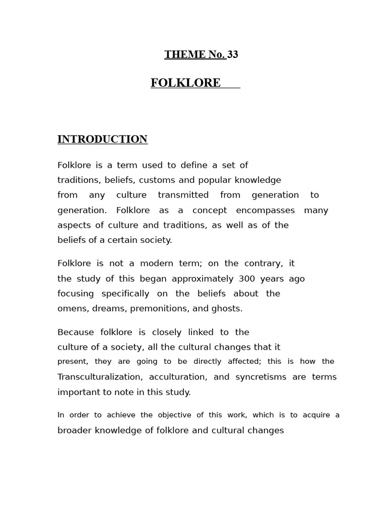Definition and Importance of Folklore | PDF | Folklore | Traditions