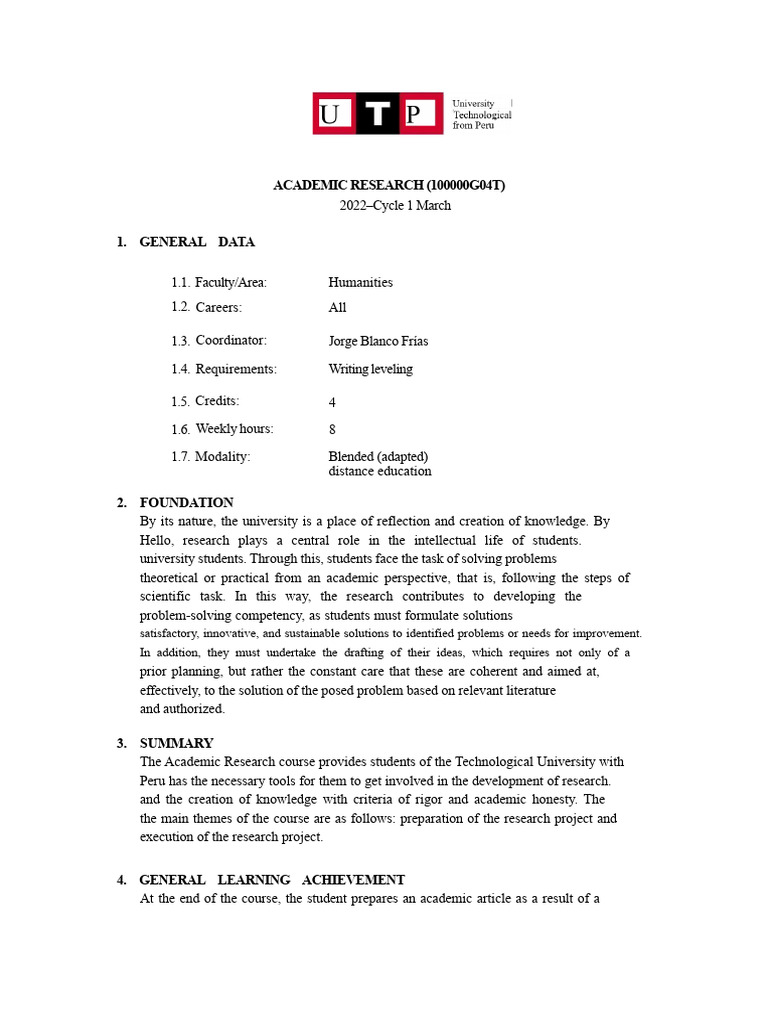 Academic Research Course Overview | PDF | Bibliography | Methodology