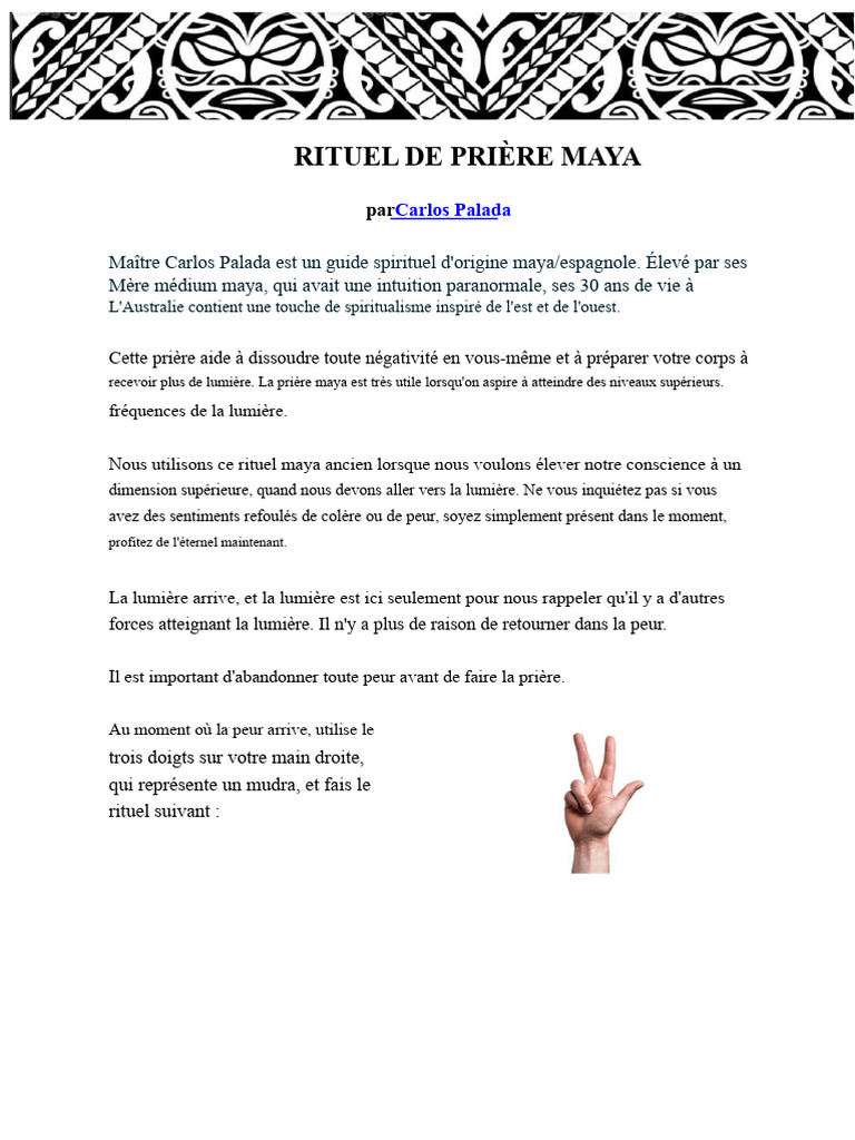 Rituel de prière maya pour l'élévation spirituelle | PDF | Main