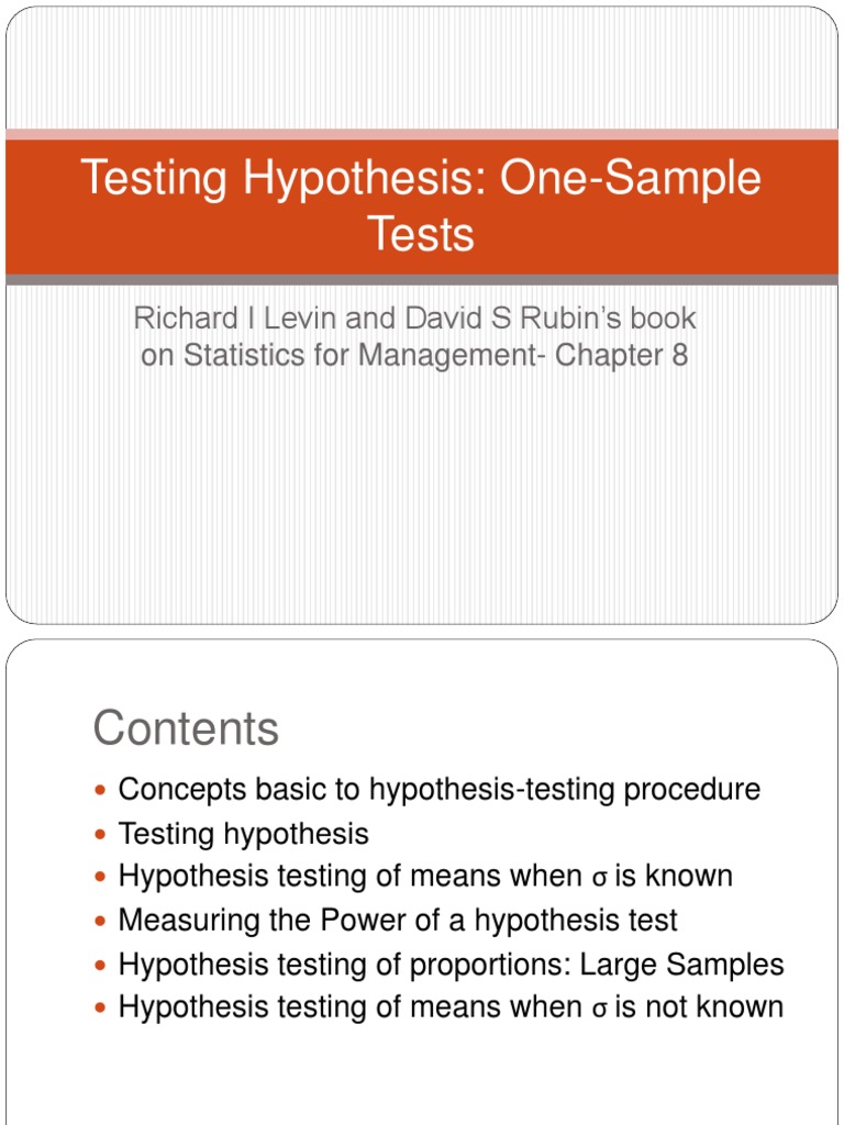 Hypothesis Testing: One-Sample Methods | PDF | Type I And Type Ii ...