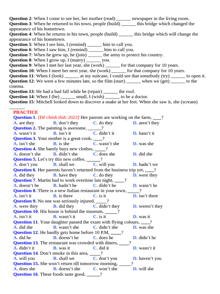English Grammar Practice Questions | PDF | Chess | Chess Theory