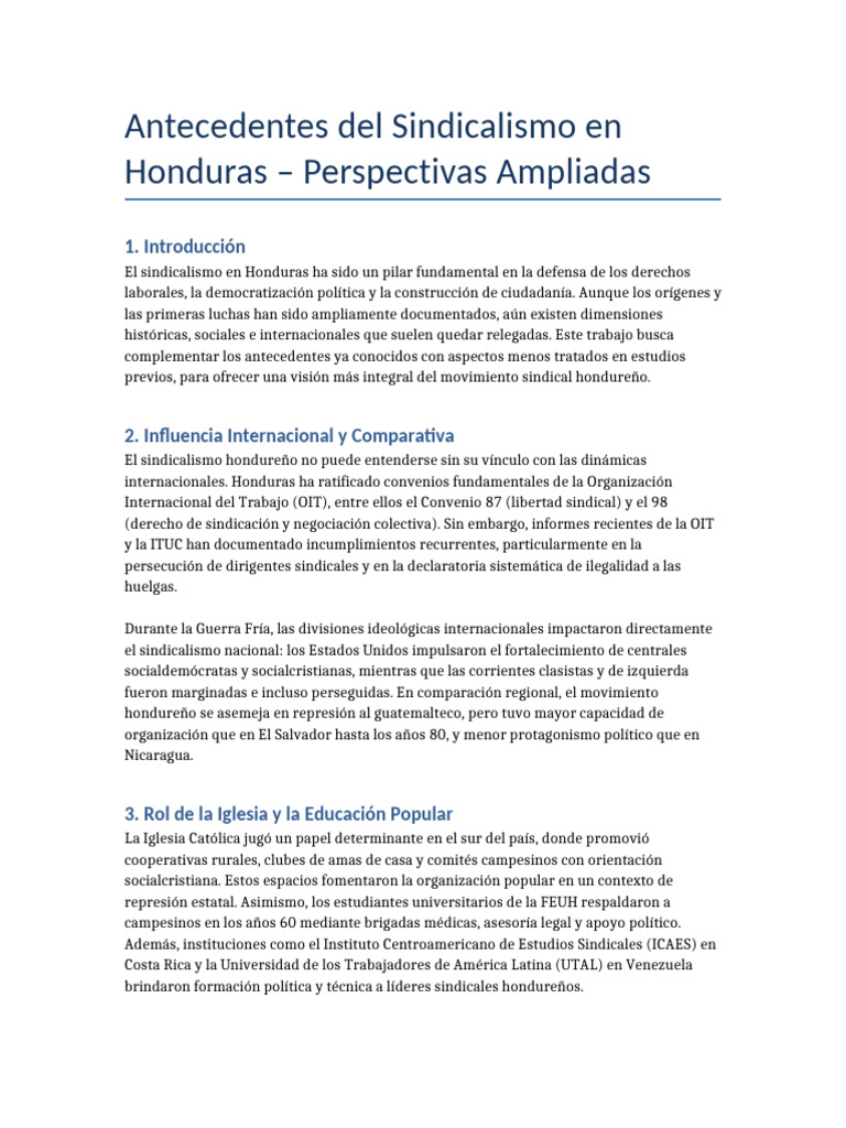 Sindicalismo en Honduras MELANIA | PDF | Honduras | Sindicato
