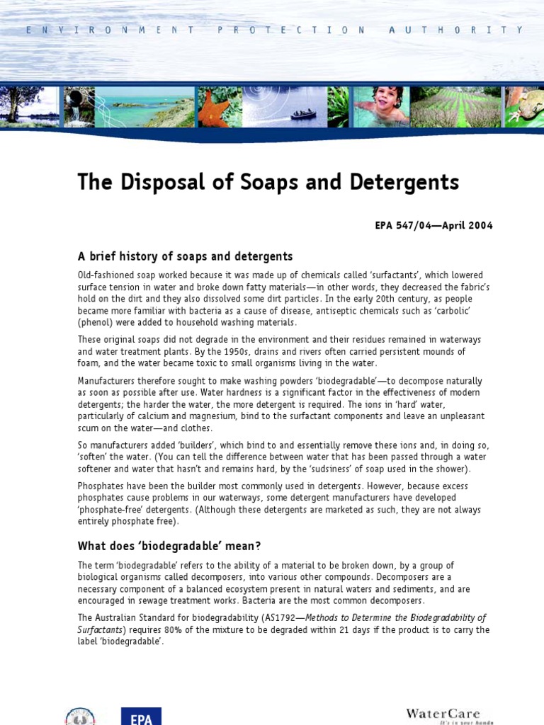 Soaps Detergents Sewage Treatment Water Pollution