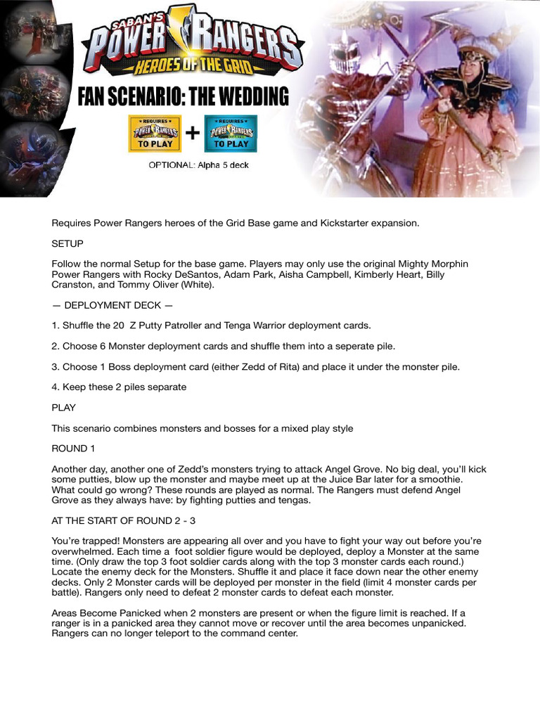 Power Rangers Wedding Game Scenario | PDF | Transforming Toy Robots