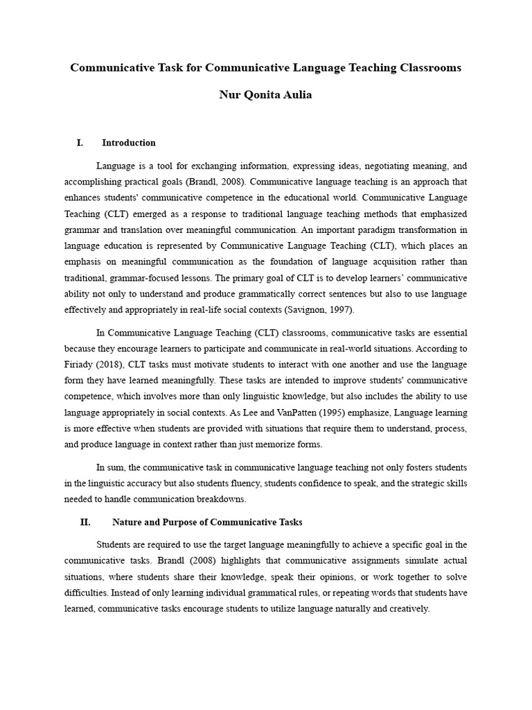 Nur Qonita Aulia - Communicative Task For Communicative Language ...