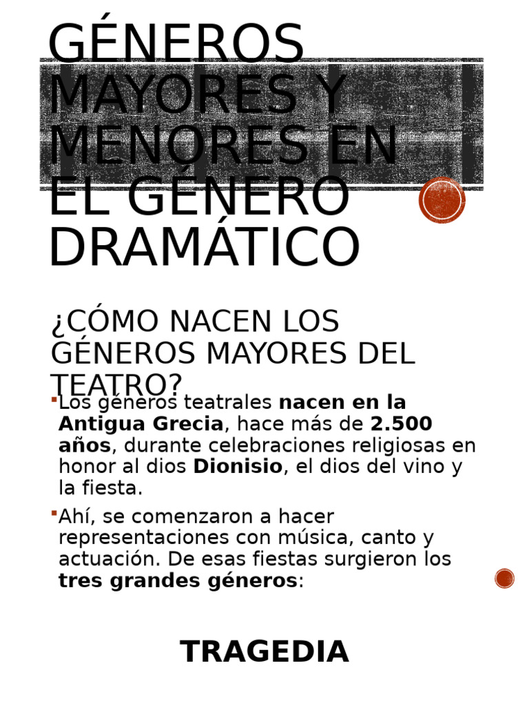 Géneros Mayores y Menores en El Género Dramático | PDF | Humor | Comedia