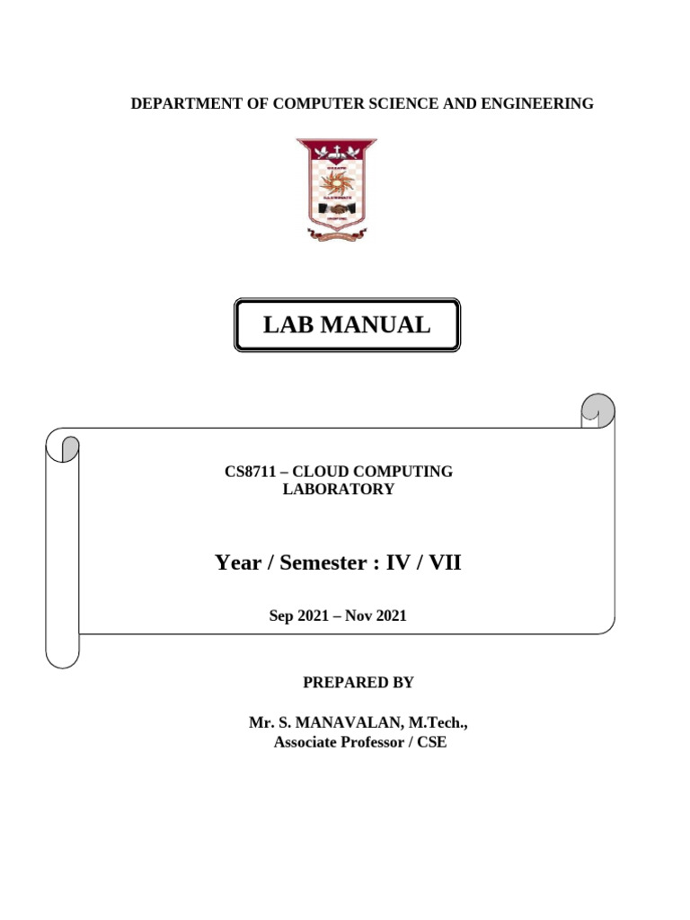Cloud Computing Lab Manual for CS8711 | PDF | Apache Hadoop | Cloud ...