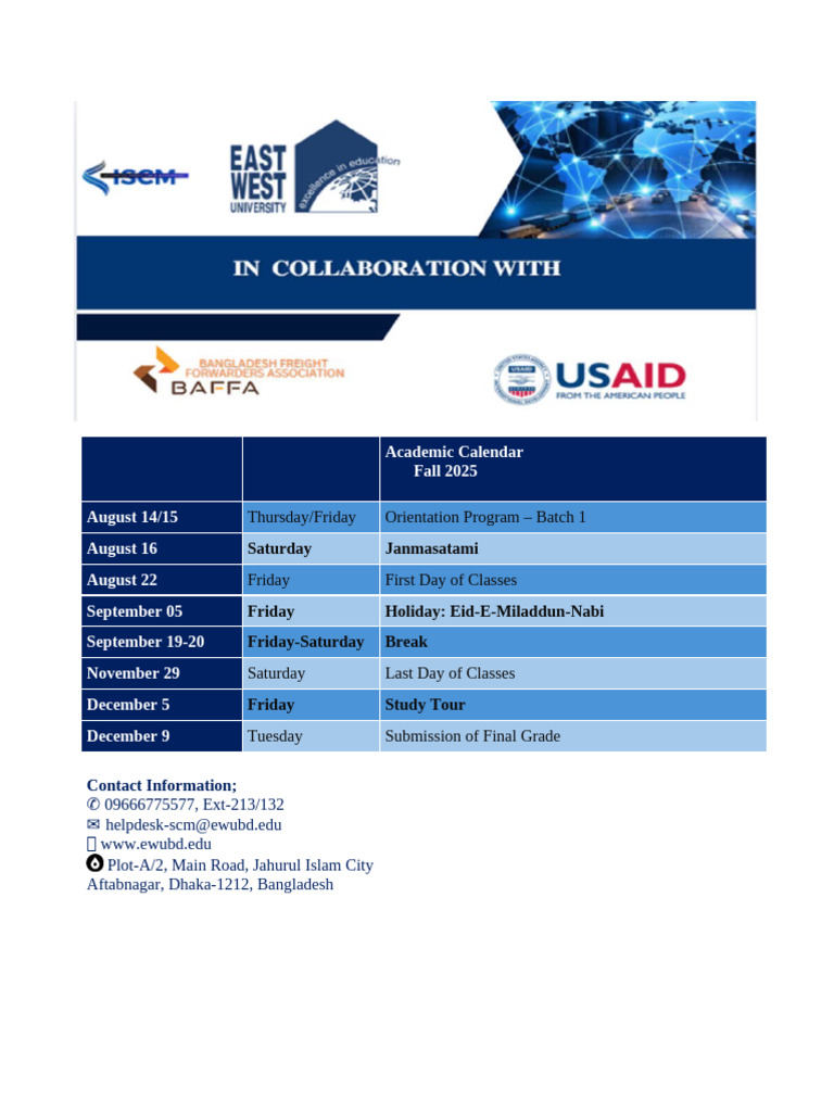 Fall 2025 Academic Calendar Overview | PDF