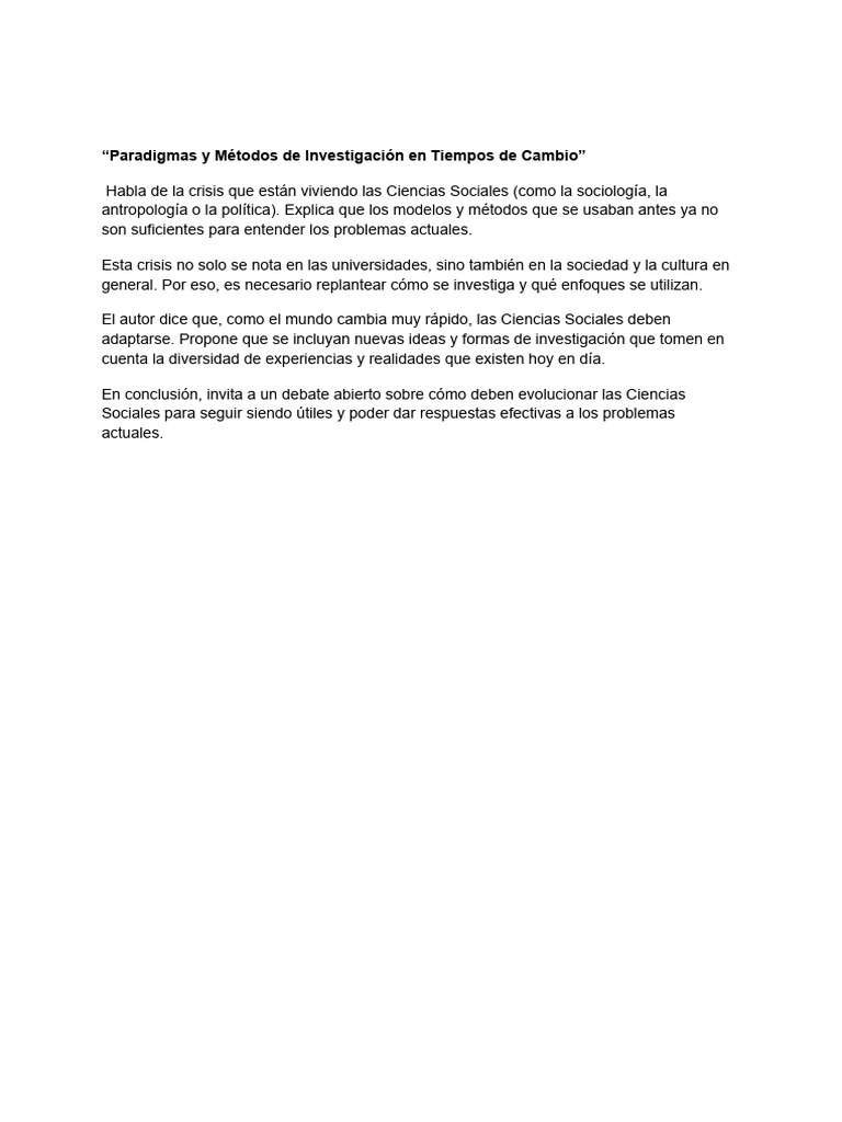 Paradigmas y Métodos de Investigación en Tiempos de Cambio | PDF