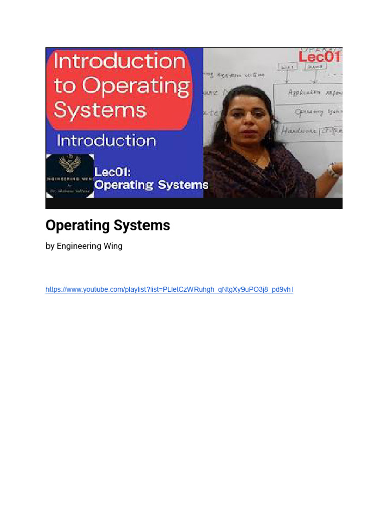 Recommended OS Lecture Playlist | PDF