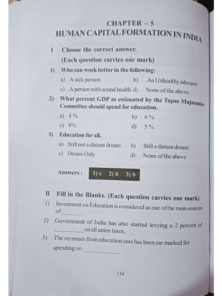 Indian Economy - Chapter - 5 - Human Capital Formation in India | PDF