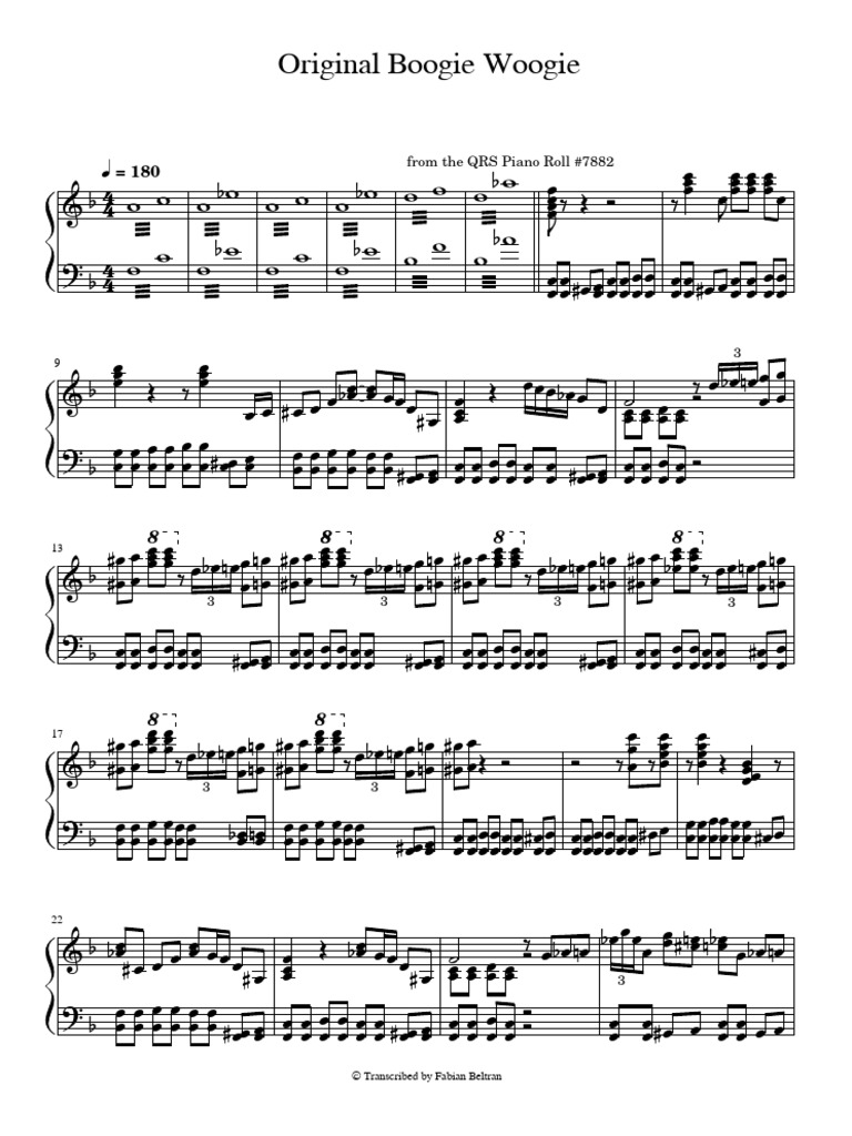 Original Boogie Woogie (From QRS Piano Roll #7882) | PDF | American ...