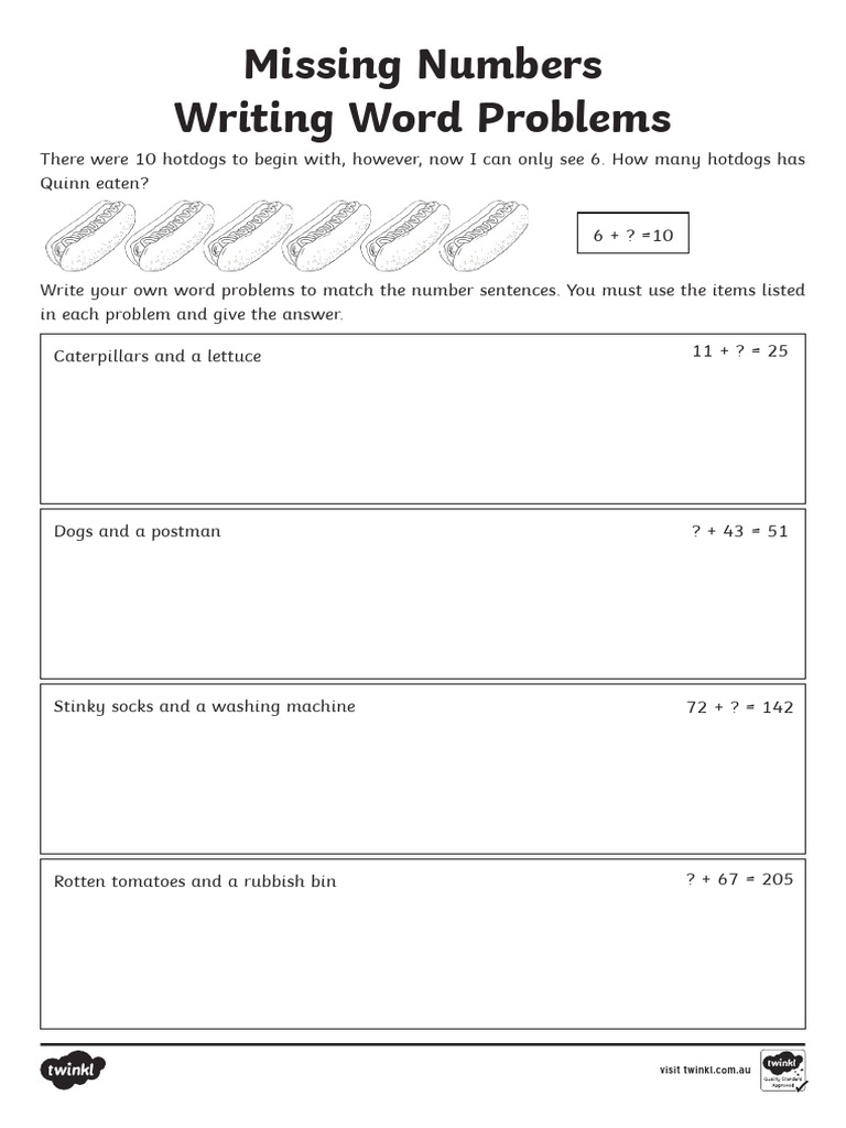 Au t2 M 4308 Missing Numbers Word Problems Activity Sheet English Ver 1 ...