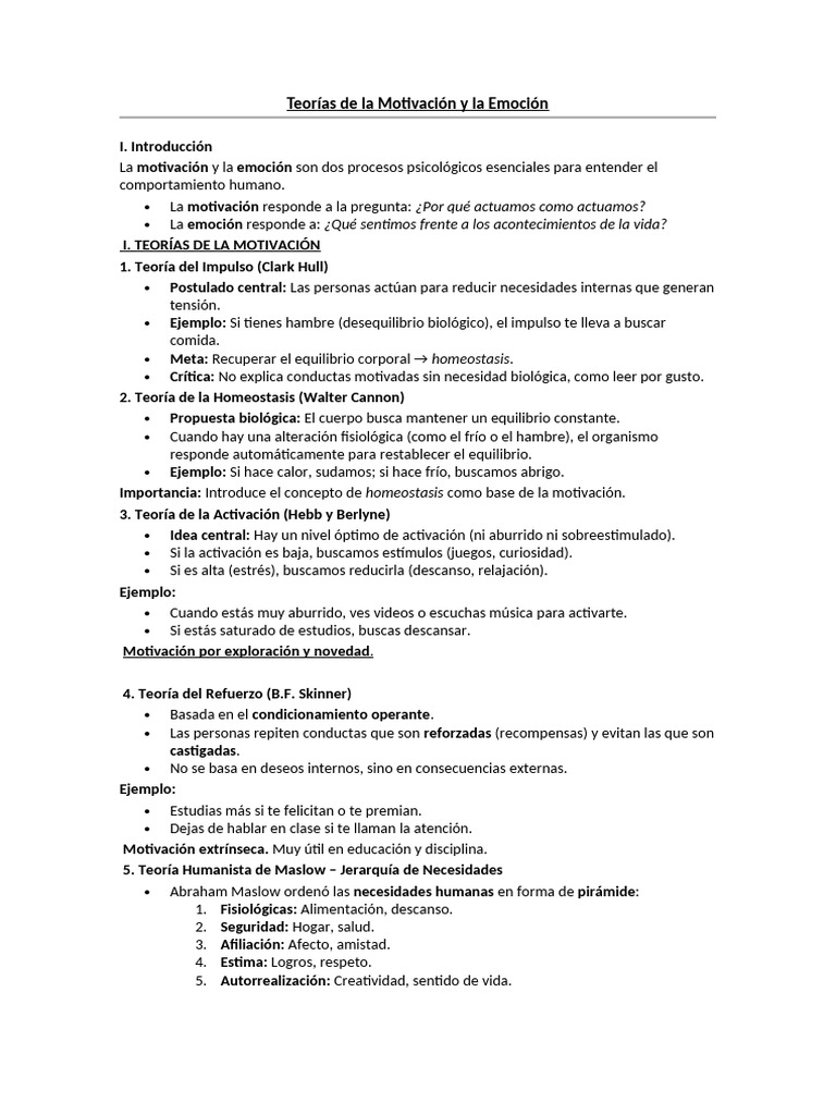 Teorías de Motivación y Emoción en Psicología | PDF | Las emociones ...
