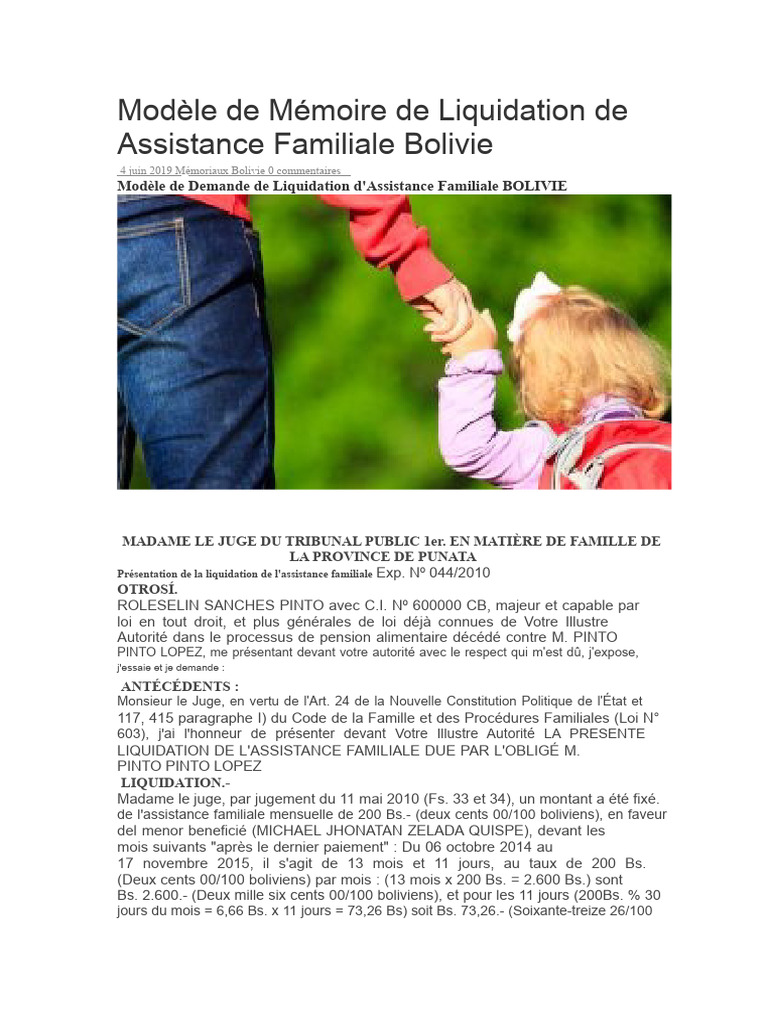 Modèle de Liquidation d'Assistance Familiale | PDF | Justice | Crime et ...