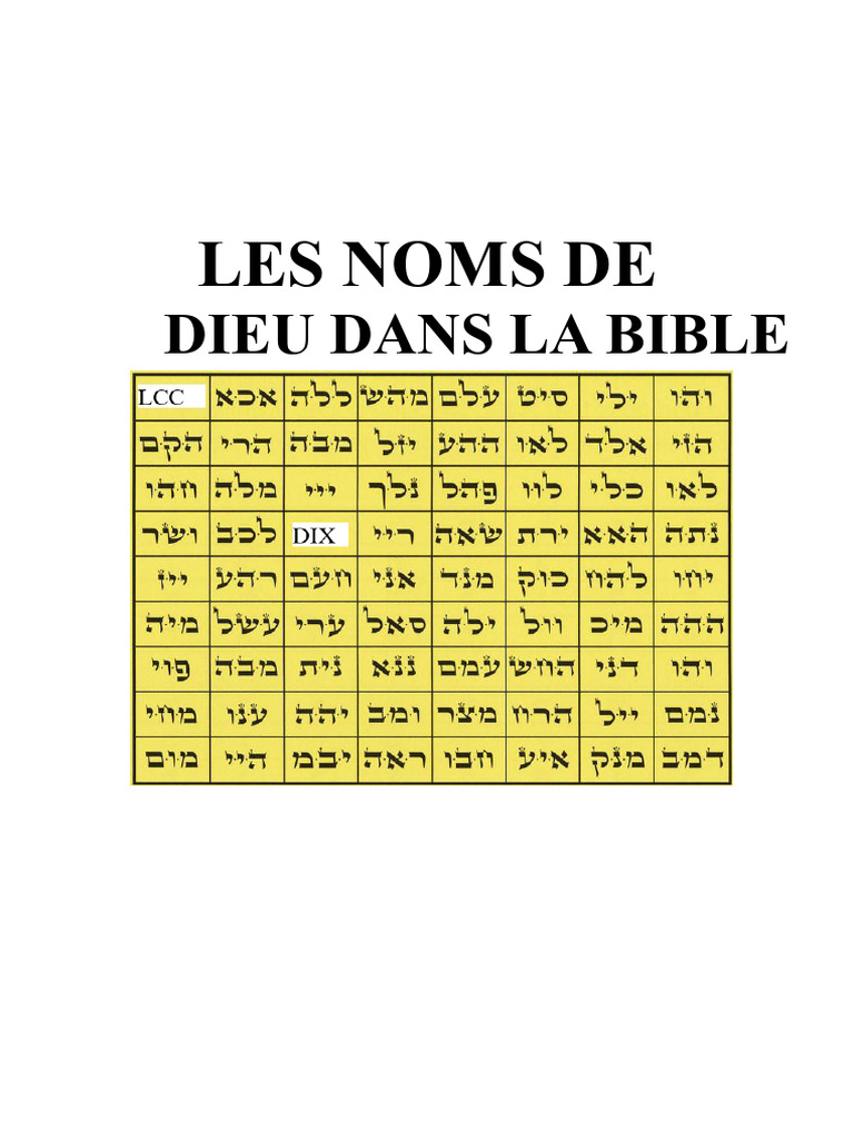 Noms de Dieu dans la Bible Hébraïque | PDF | Tétragramme | Dénomination ...