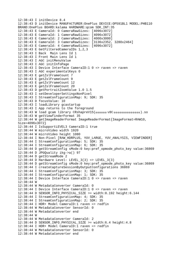 OnePlus Camera Initialization Log | PDF | Software Development Kit ...
