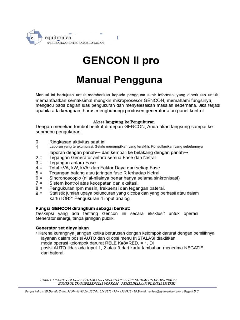 Panduan Pengguna Mikroprosesor GENCON II | PDF