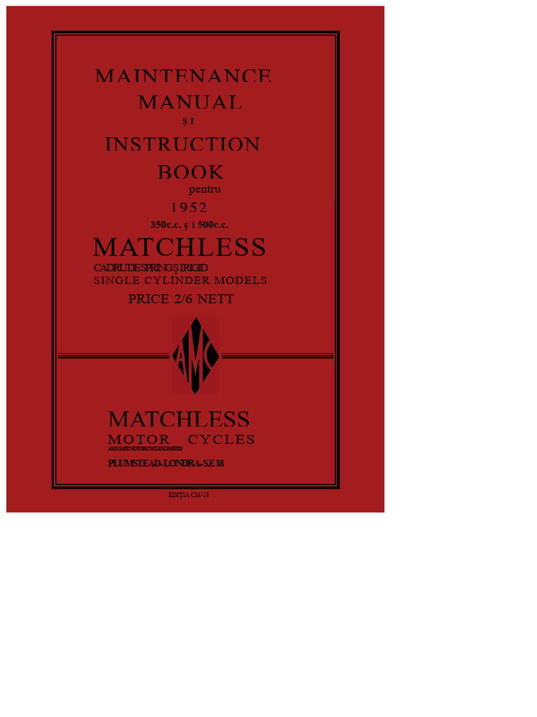 Manualul Matchless 1952 | PDF