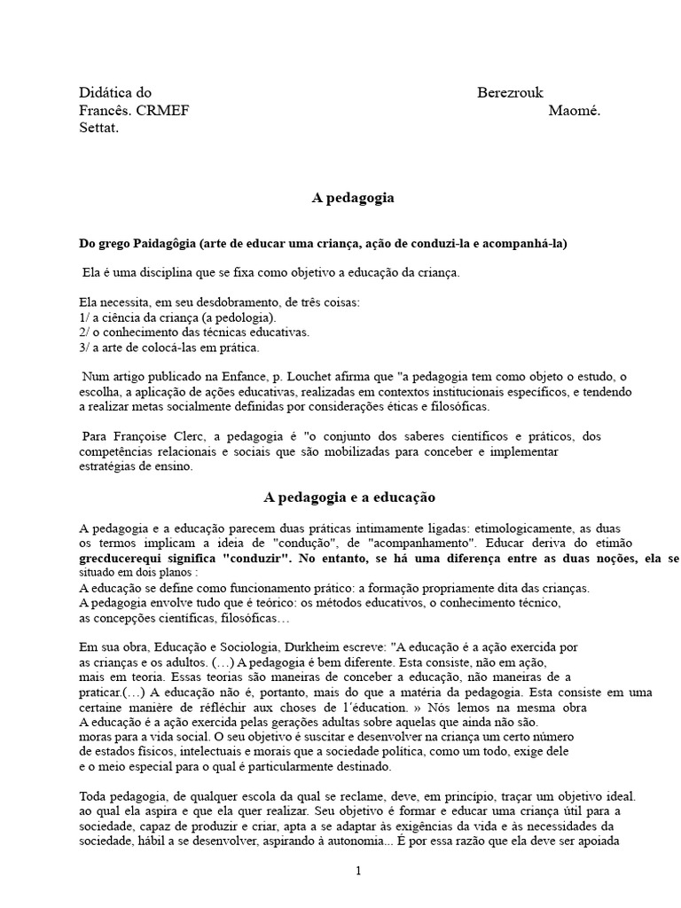 Pedagogia e Didática: Conceitos e Métodos | PDF | Pedagogia | Aprendizado