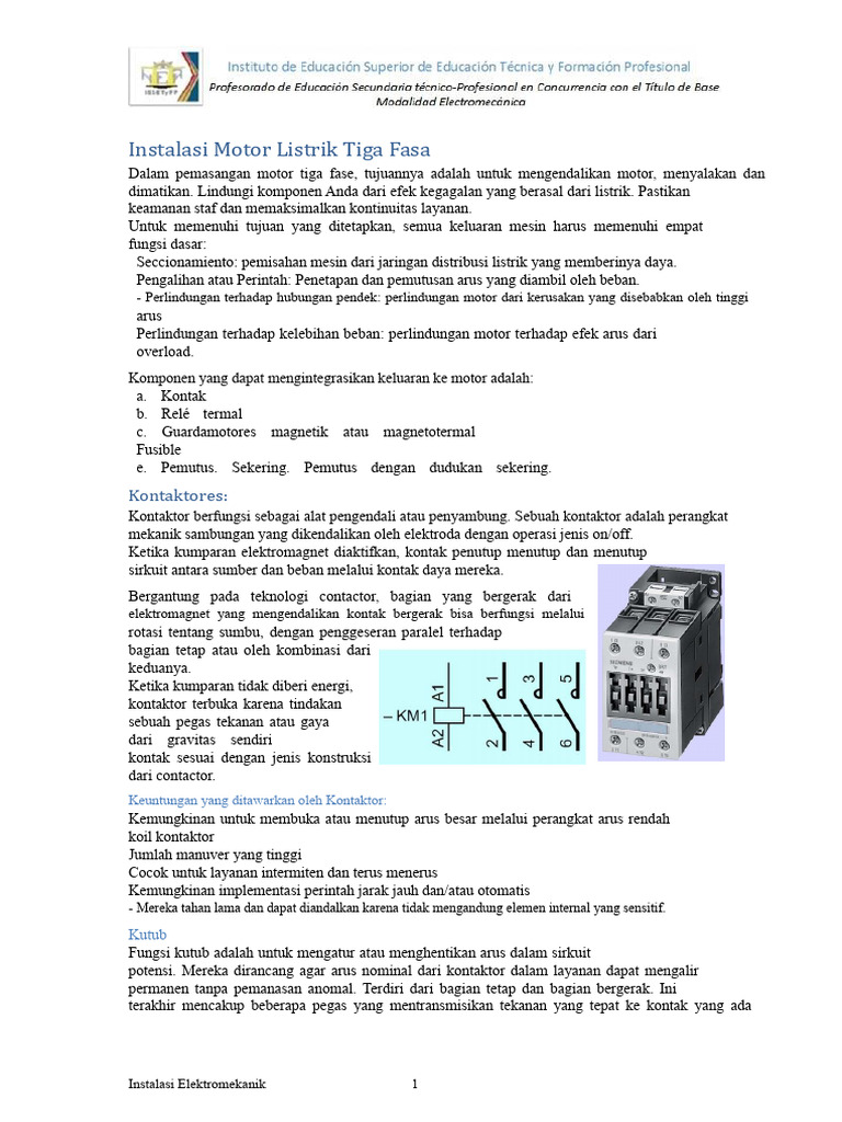 Instalasi Motor Listrik Tiga Fasa | PDF