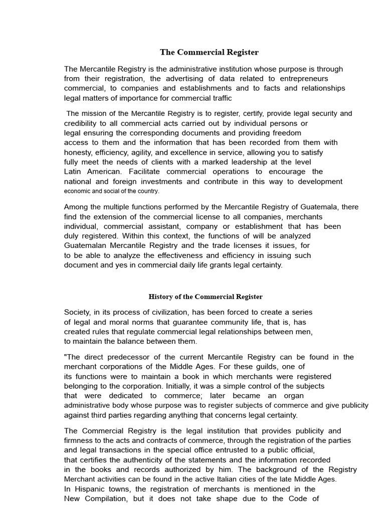 Understanding Guatemala's Commercial Register | PDF | Property | Ownership