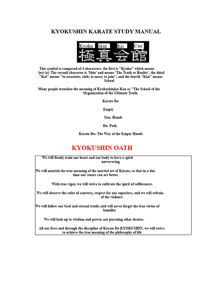 Kyokushin Karate Study Manual | PDF | Karate | East Asian Martial Arts