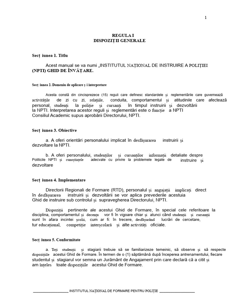Ghidul de Training NPTI FINAL TOATE REVIZIILER CU RUBRICE - Copie 2 1 | PDF