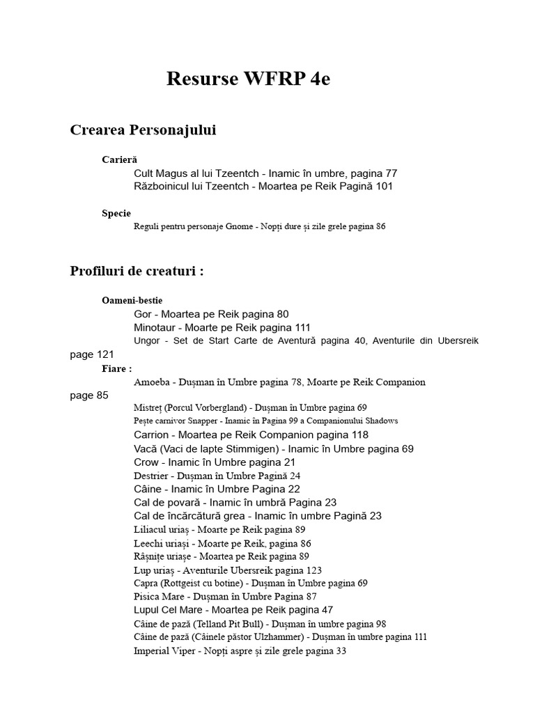 WFRP 4e Reguli Suplimentare 200924 | PDF