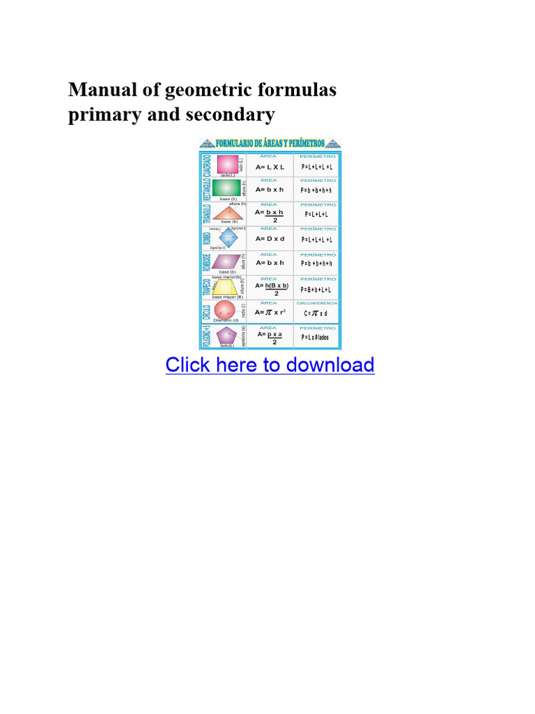 Geometric Formulas for Primary & Secondary | PDF | Area | Geometry