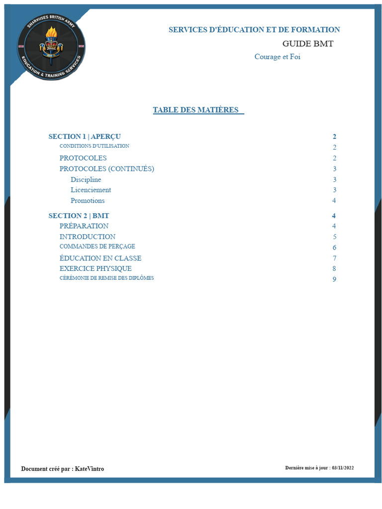 Guide des Services de Formation BMT | PDF