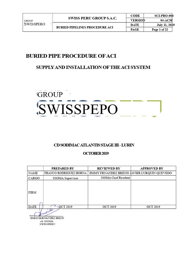 ACI Buried Pipeline Installation Guide | PDF | Pipe (Fluid Conveyance)