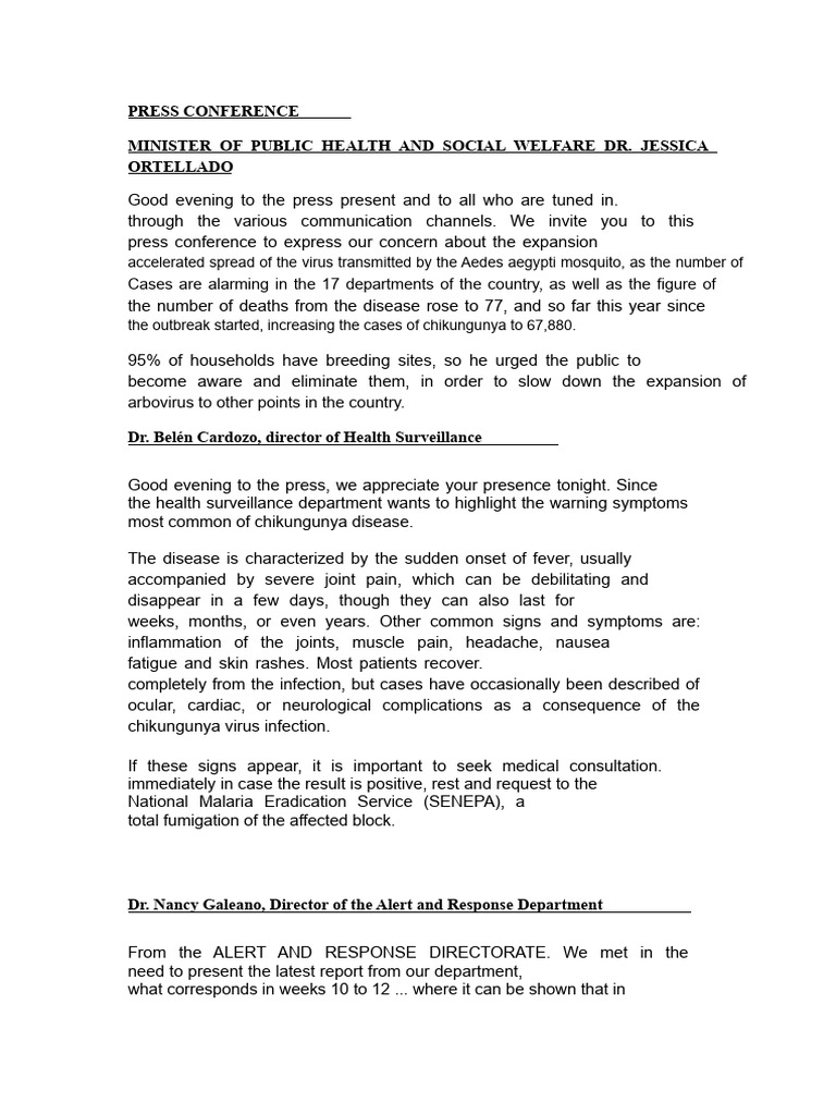 Example of A Press Conference. Word | PDF | Animal Diseases | Immunology