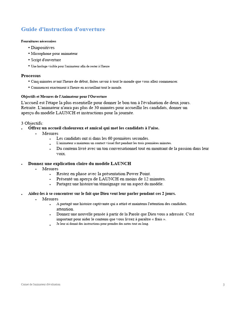 Guide d'ouverture pour la retraite LAUNCH | PDF | Dieu