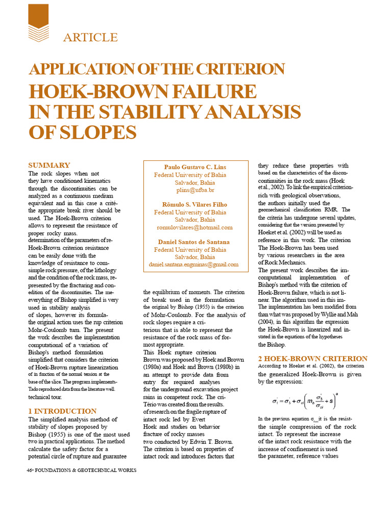 Hoek-Brown Criterion for Slope Stability | PDF | Applied And ...