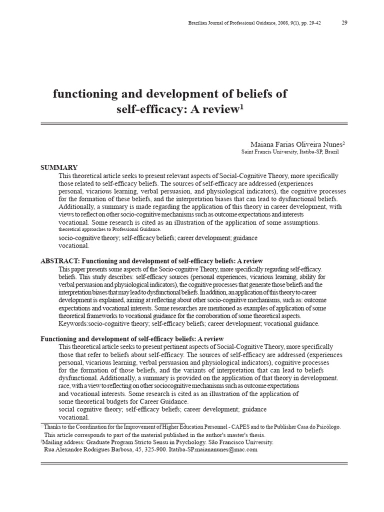 Self-Efficacy Beliefs in Career Development | PDF | Self Efficacy ...