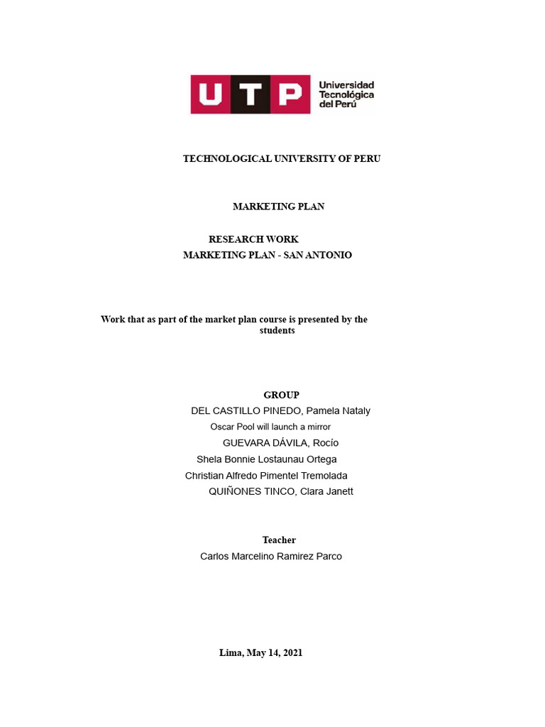 San Antonio - Market Plan - Final | PDF | Target Audience | Marketing