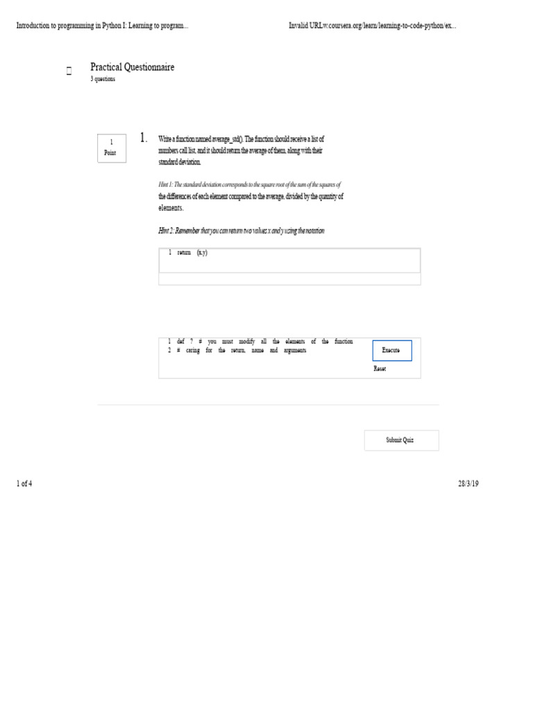 Python Week 6 Practical Quiz | PDF | Function (Mathematics) | Standard ...