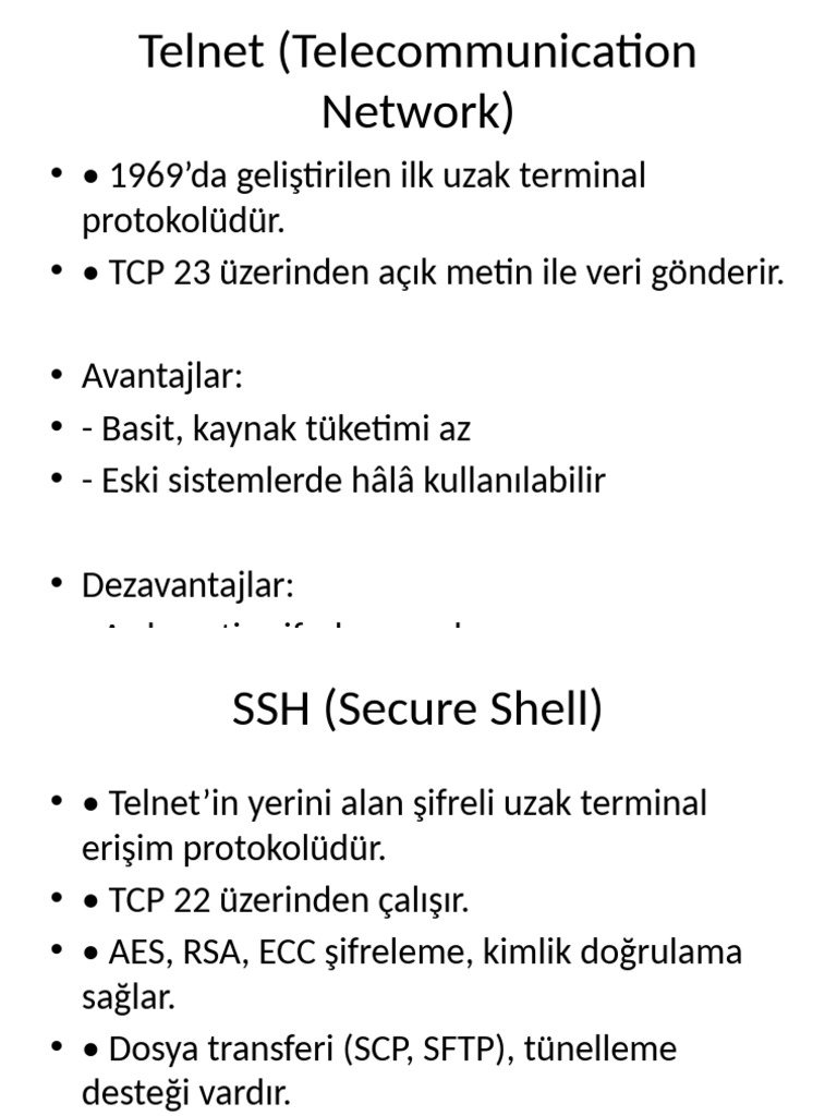 Telnet SSH PuTTY Mosh Sunum | PDF