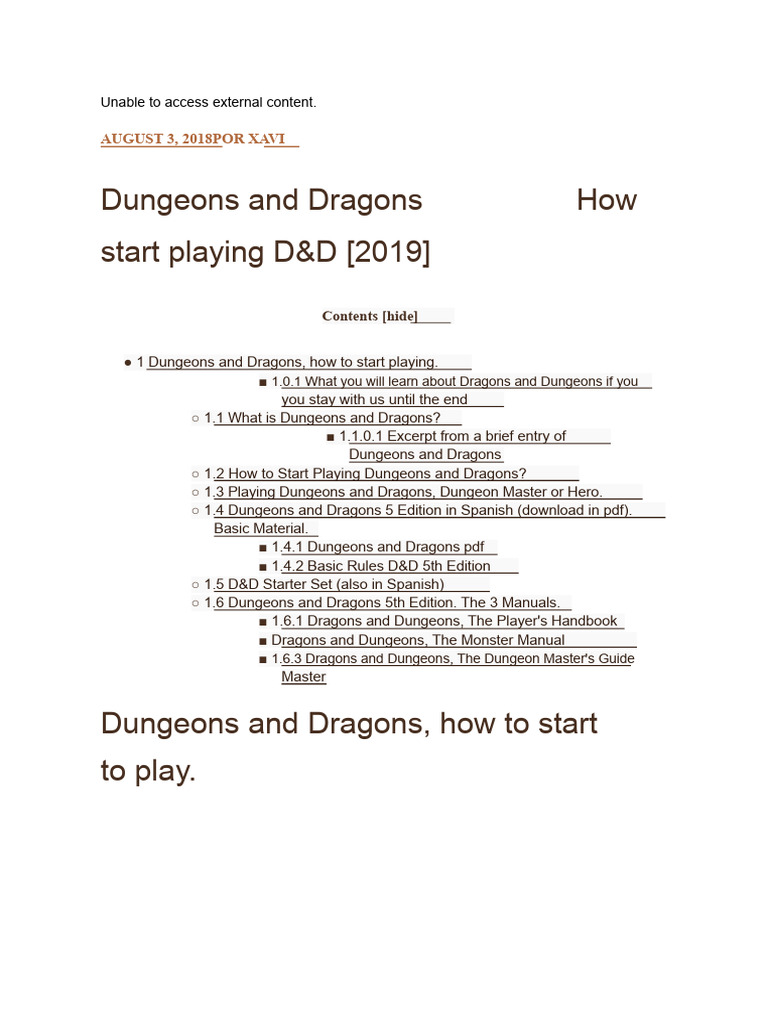 Starting Your D&D Adventure Guide | PDF | Dungeons & Dragons | D20 System