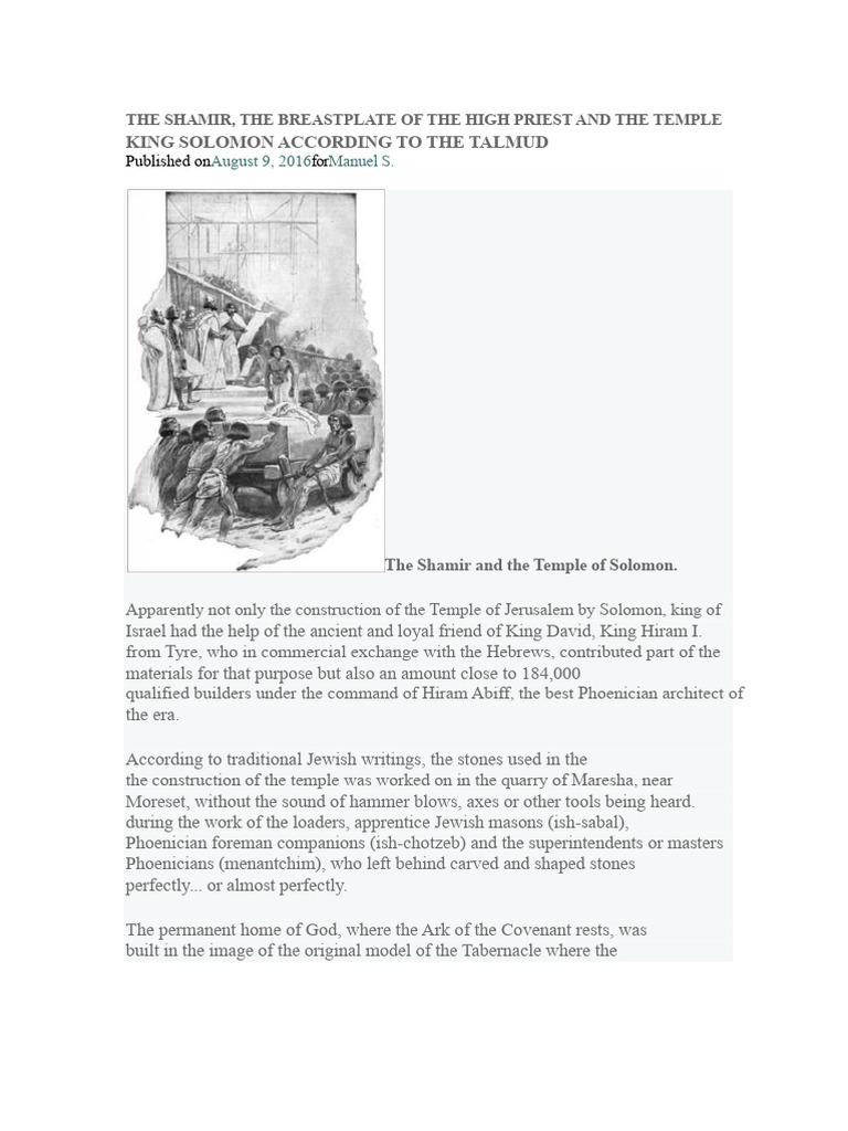 The Shamir: Solomon's Silent Tool | PDF | Names Of God In Judaism ...