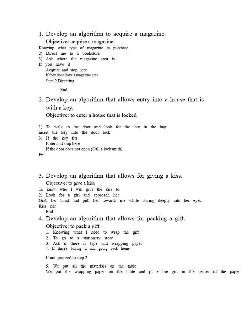 Step-by-Step Algorithms for Daily Tasks | PDF | Cakes | Table Tennis