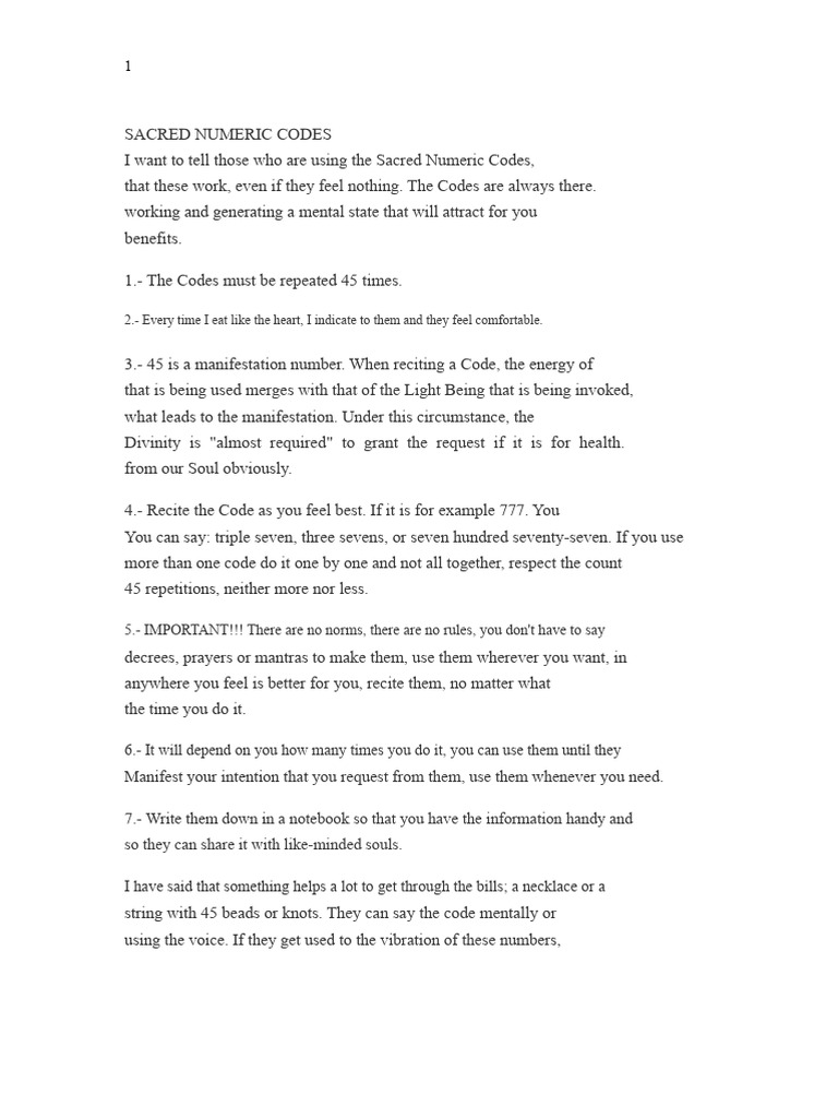 Sacred Numeric Codes for Healing | PDF | Angel | Ascended Master