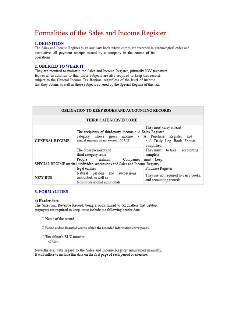 Sales and Income Register Guidelines | PDF | Receipt | Taxes