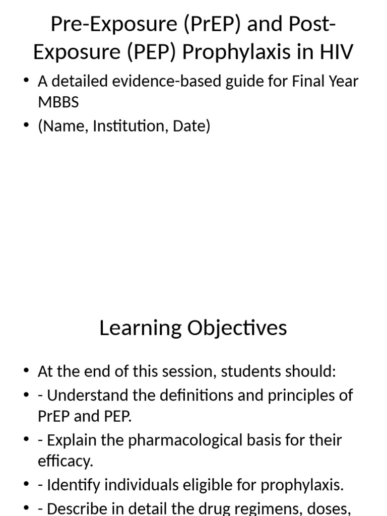 PrEP and PEP Guidelines for HIV Prevention | PDF | Management Of Hiv ...