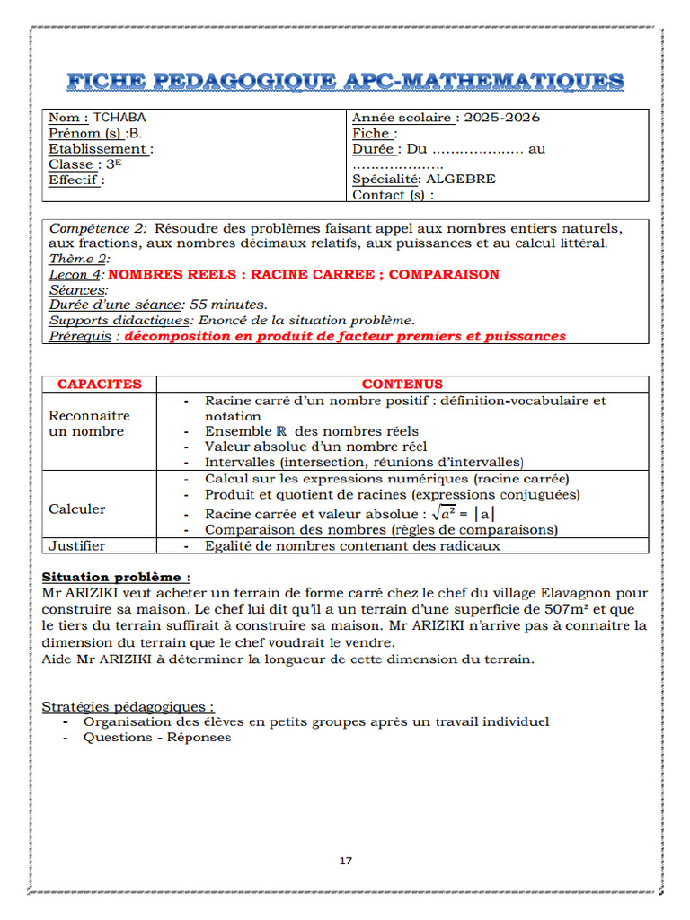 Pythagore, Racine Carrée 3e | PDF