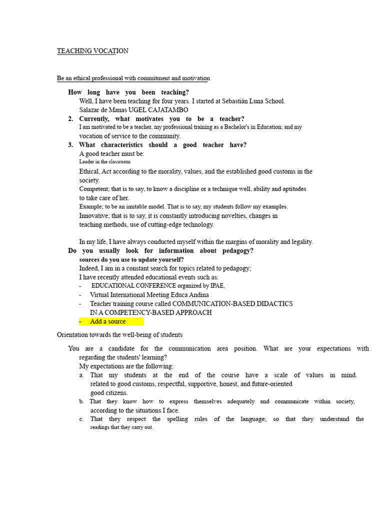 Teacher Interview Project | PDF | Teachers | Methodology