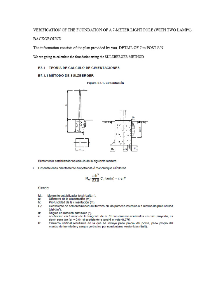Verification of 7 Meter and 5 Meter Lighting Pole Foundation | PDF ...
